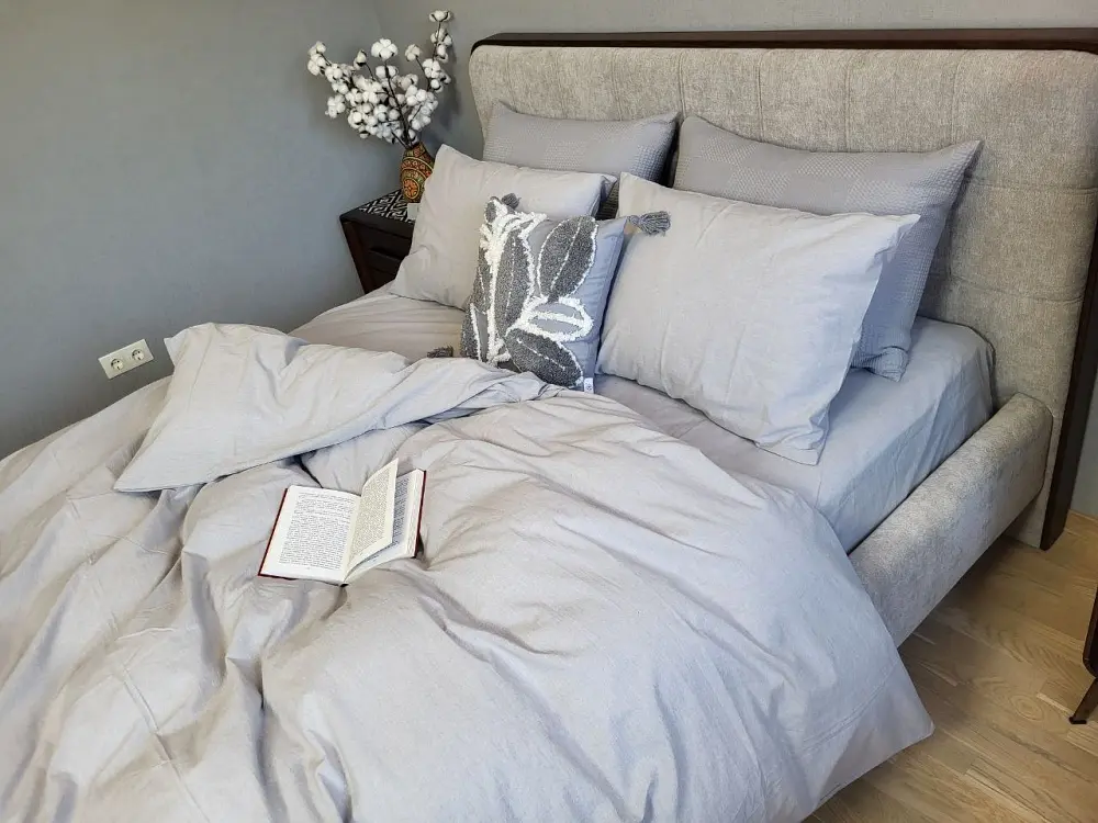 Комплект постільної білизни Washed Cotton з вареної бавовни світло-сірий Ash Gray - фото 6