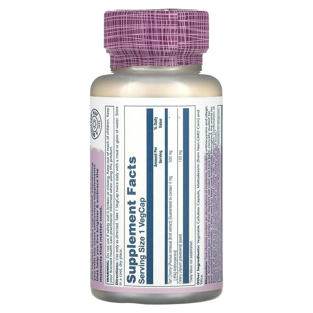 Екстракт вишні та насіння селери Solaray Tart Cherry Celery Seed 60 вегетаріанських капсул - фото 2