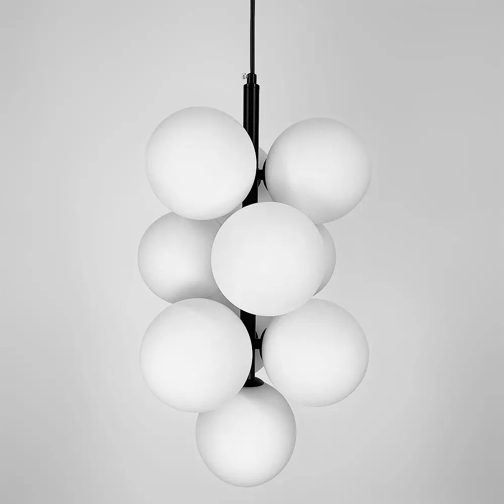 Підвісний світильник із білими плафонами на чорній основі | Арт. S 28G/10 BK+WT | Line F - фото 5