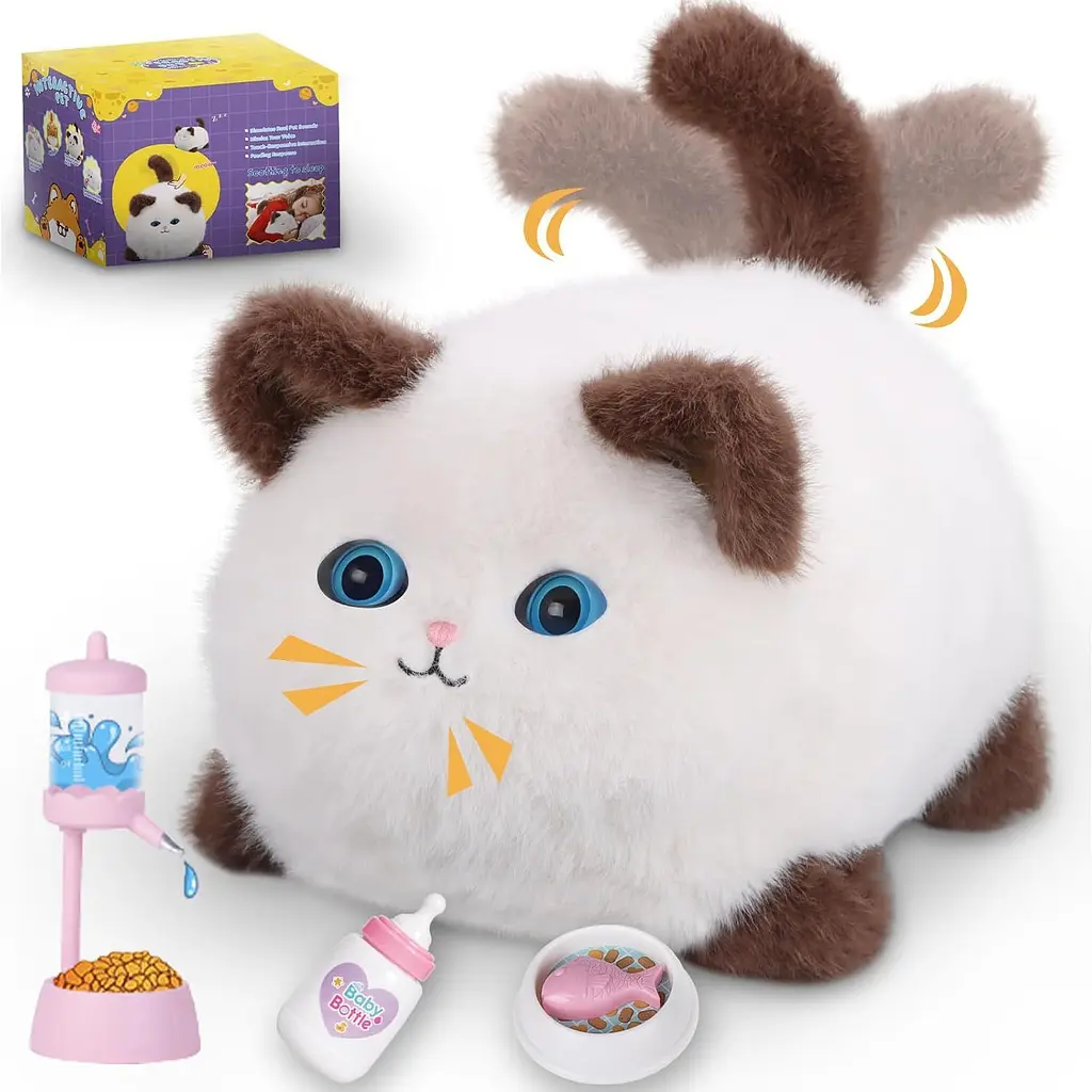 Інтерактивна м'яка іграшка AiDA Smart Blinking Cat біло-коричнева (AD54098) - фото 4