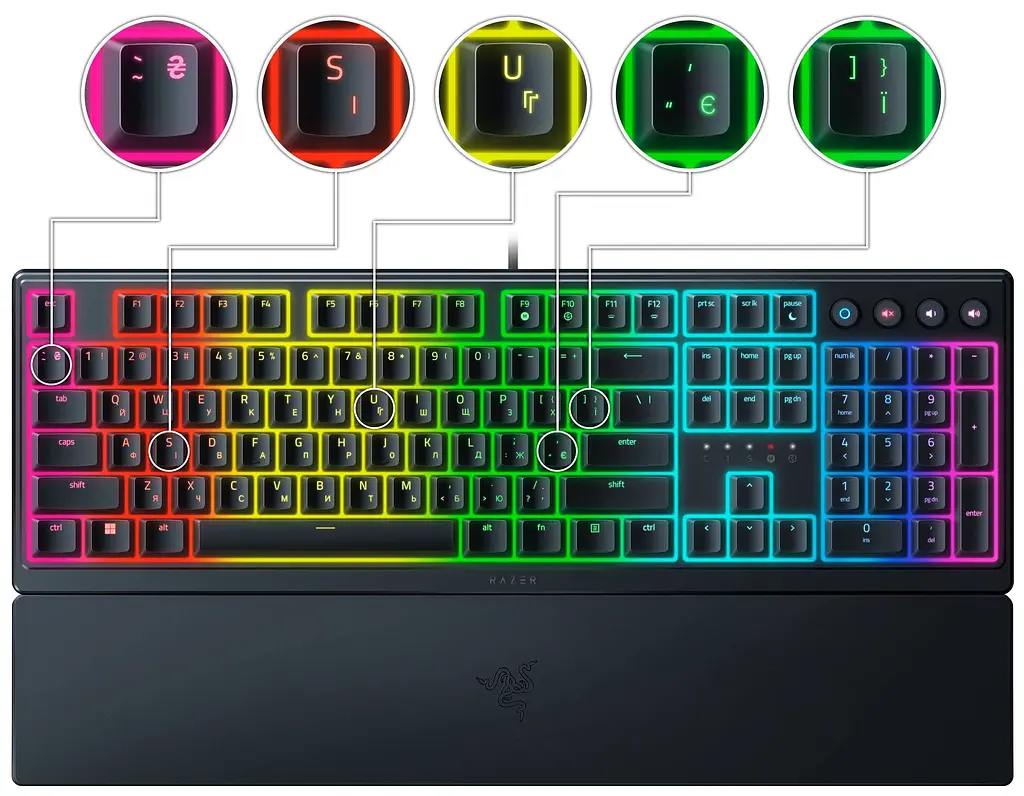 Клавіатура механічна Ornata V3 104key, Mecha-Membrane Switch, USB-A, EN/UK, RGB, чорний Razer teh0013862 - фото 7