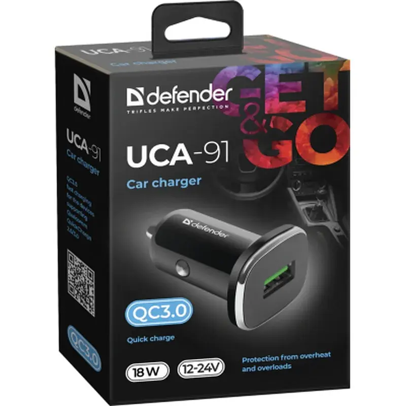 Зарядний пристрій Defender 1xUSB 18W (USB-A) QC3.0 3А UCA-91 (83830) - фото 2