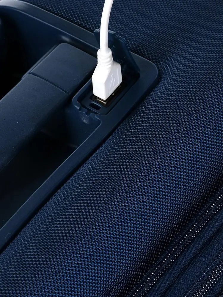 Валіза маленька Airtex 829 поліестер TSA замок USB-порт Темно-синій - фото 2
