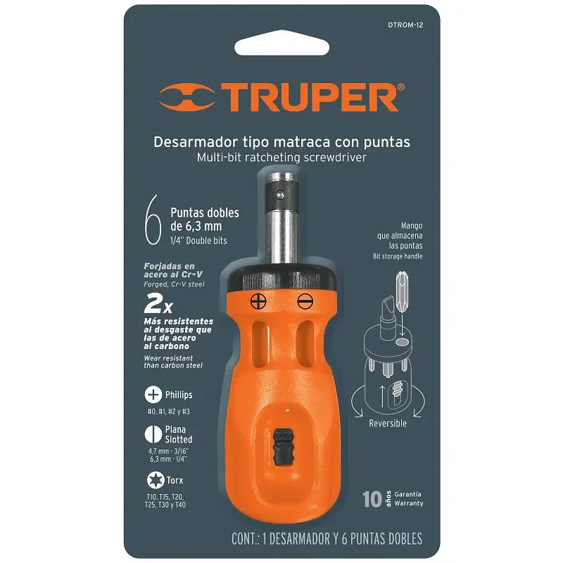 Викрутка-ручка Truper Mini 6 подвійних біт (DTROM-12B) - фото 3