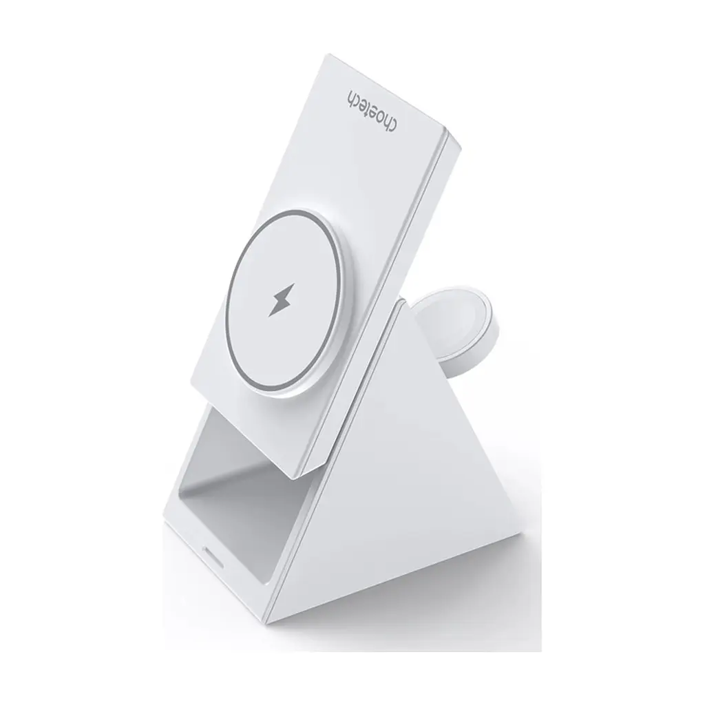 Зарядний пристрій Choetech Wireless magnetic 3-in-1 15W white (T600-F) - фото 2