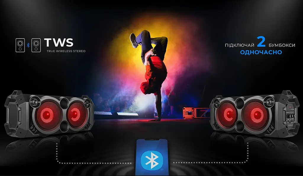 Портативная колонка бумбокс REAL-EL RX751 Boombox 36W Bluetooth TWS, Karaoke, RGB, Black - фото 10