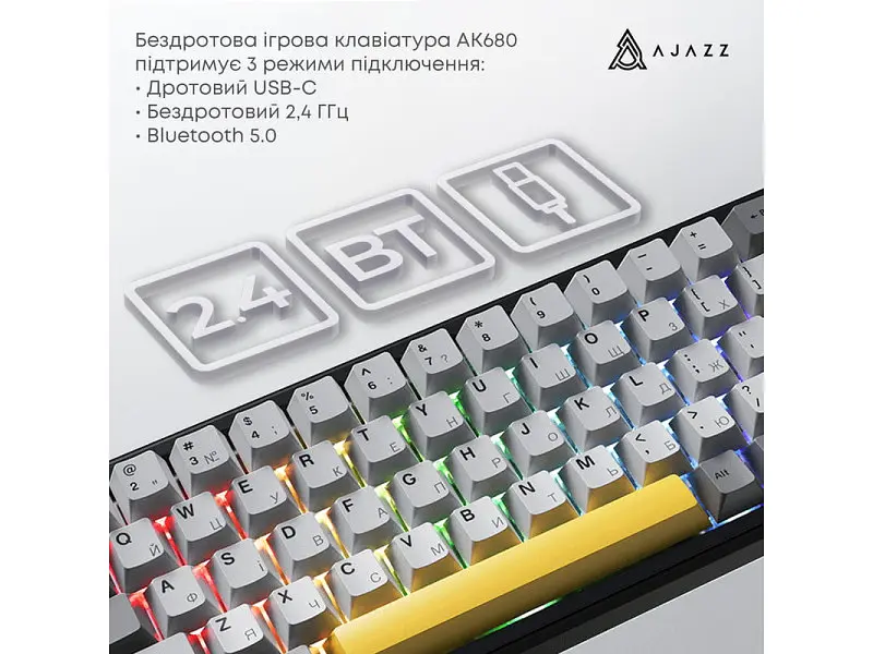 Клавіатура Ajazz AK680 MAX Magnetic Switch Black/Gray/Yellow (AK680-M-BGY-A) - фото 4