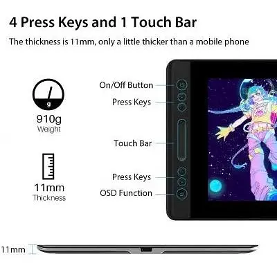 Монітор графічний Huion Kamvas 13 Cosmo Black GS1331 [65900] - фото 2