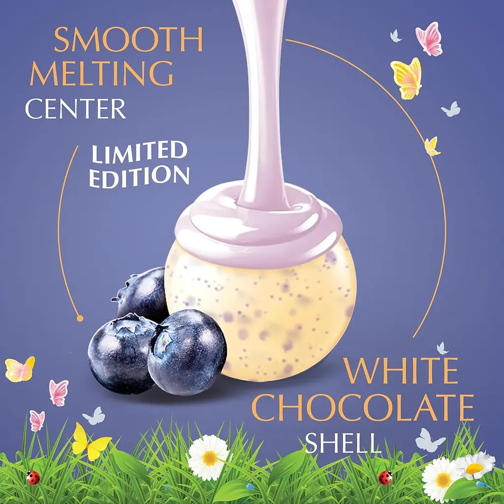Шоколадні цукерки Lindt Lindor Blueberries Cream White Chocolate Candy 144г - фото 4