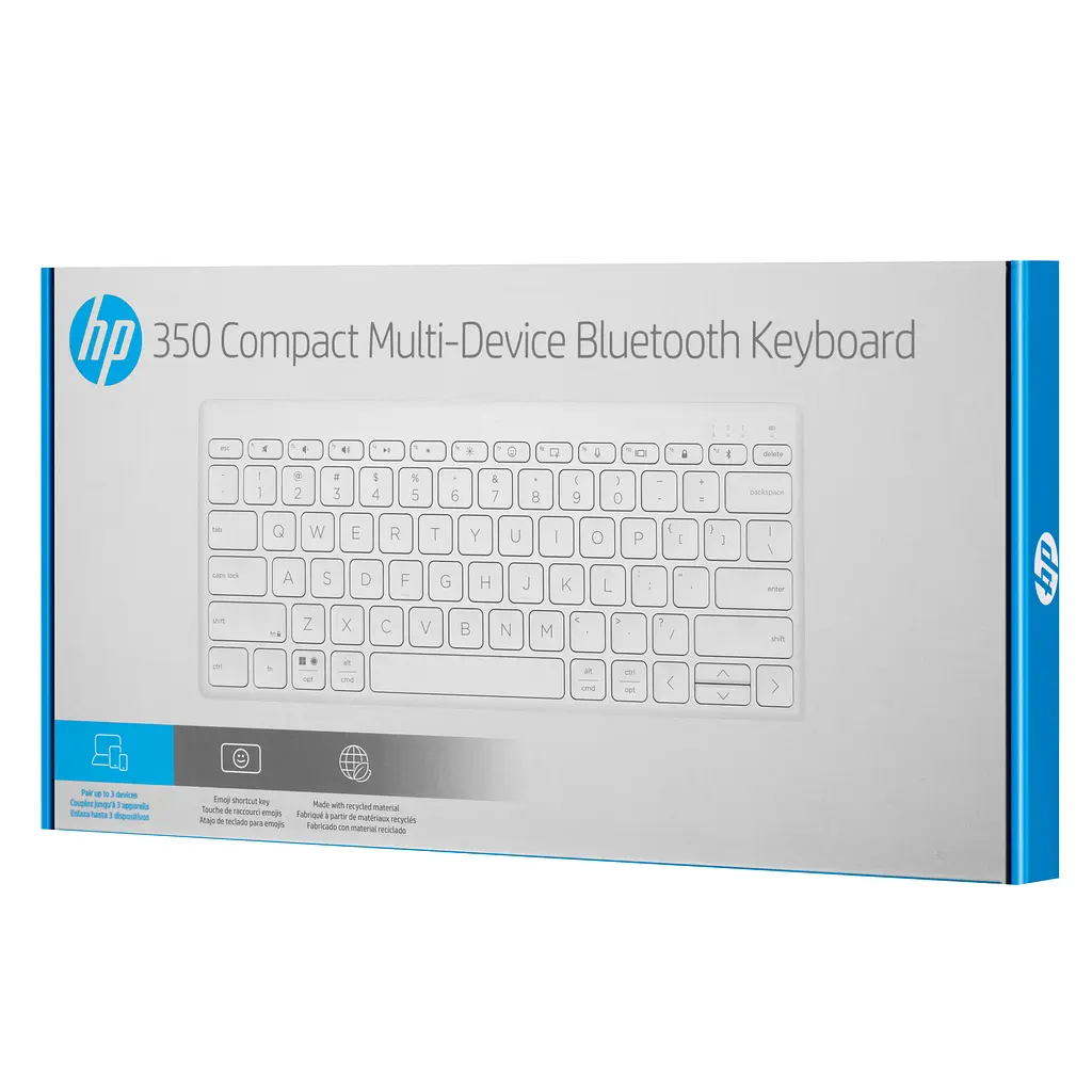 Клавиатура мембранная 350 Compact Multi-Device, 78key, BT, EN/UK, белый HP teh0013884 - фото 9