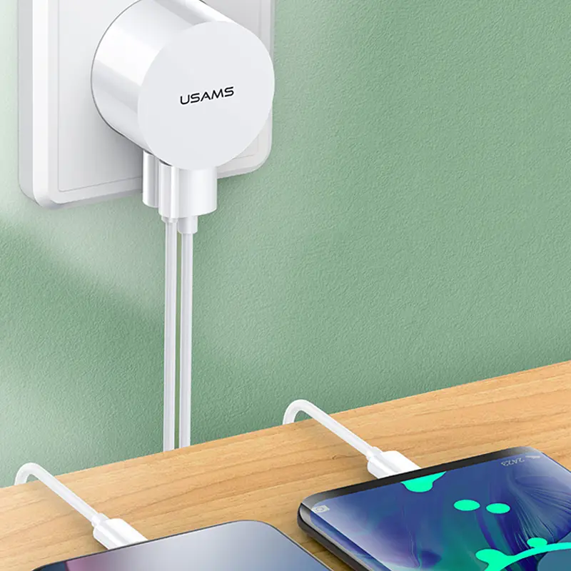 МЗП USAMS T20 Dual USB Round Travel Charger (EU) Білий - фото 3