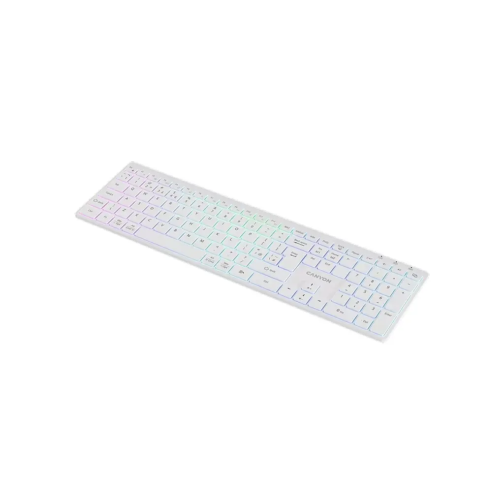Клавіатура Canyon HKB-W11 Slim Dual Mode Wireless/Bluetooth RGB UA White (CNS-HBTK11W) - фото 2