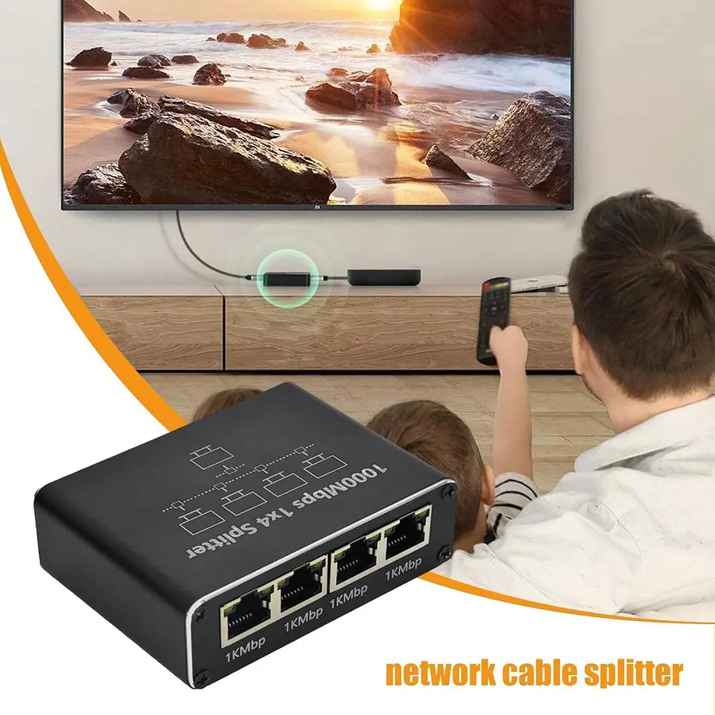 Мережевий розгалужувач RJ45 Gigabit Ethernet 1 в 4 порти 1000 Мбіт/с - фото 9