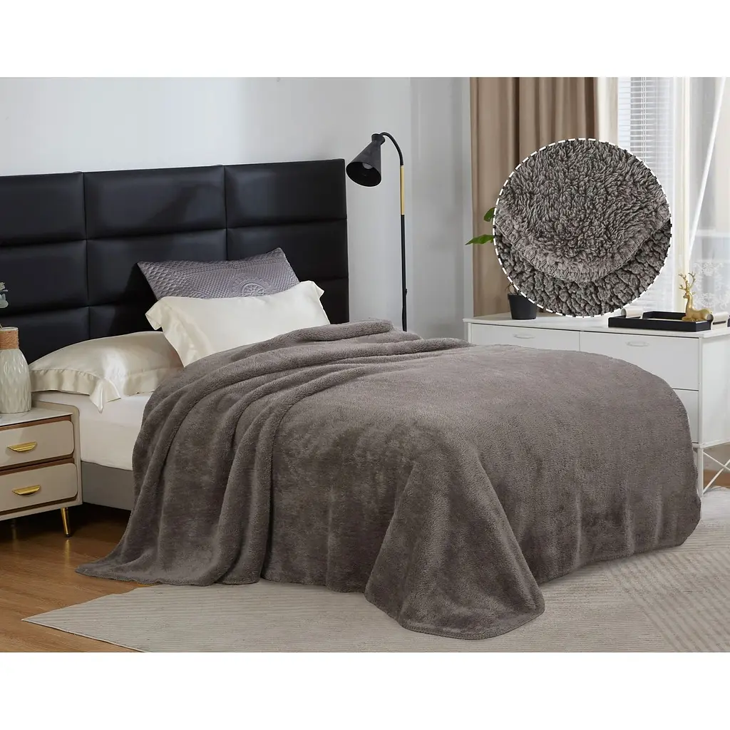 Плед-ковдра  Love You з шерпи та флісу 220х200 см какао(8277) - фото 5