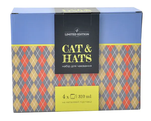 Набір чашок на металевій підставці Limited Edition Cat & Hats, 5 предметів (6518450) - фото 4