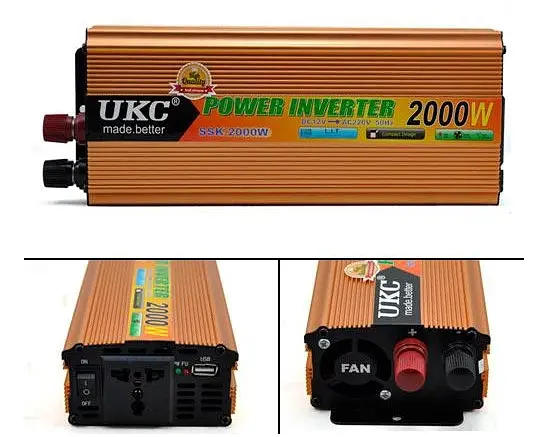 Автомобильный преобразователь напряжения AC/DC UKC SSK-2000W/220В + USB Инвертор - фото 3