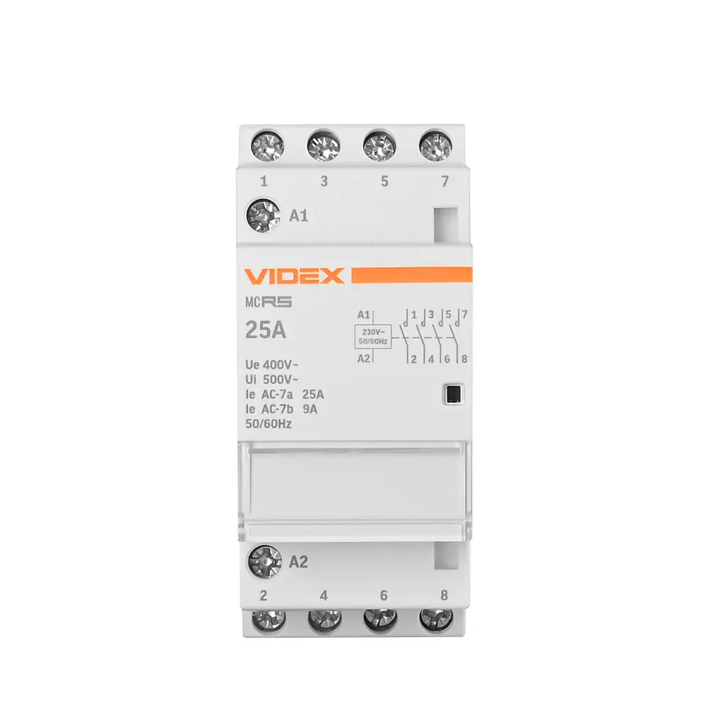 Модульний контактор 4п 25А 4НВ VF-RS-MC4O-25 VIDEX RESIST VIDEX (27912-000) - фото 2