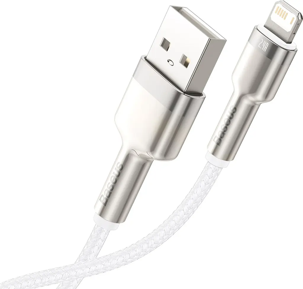 Кабель Baseus Cafule Metal USB to Lightning 2м White (CALJK-B02) [73379] - фото 2