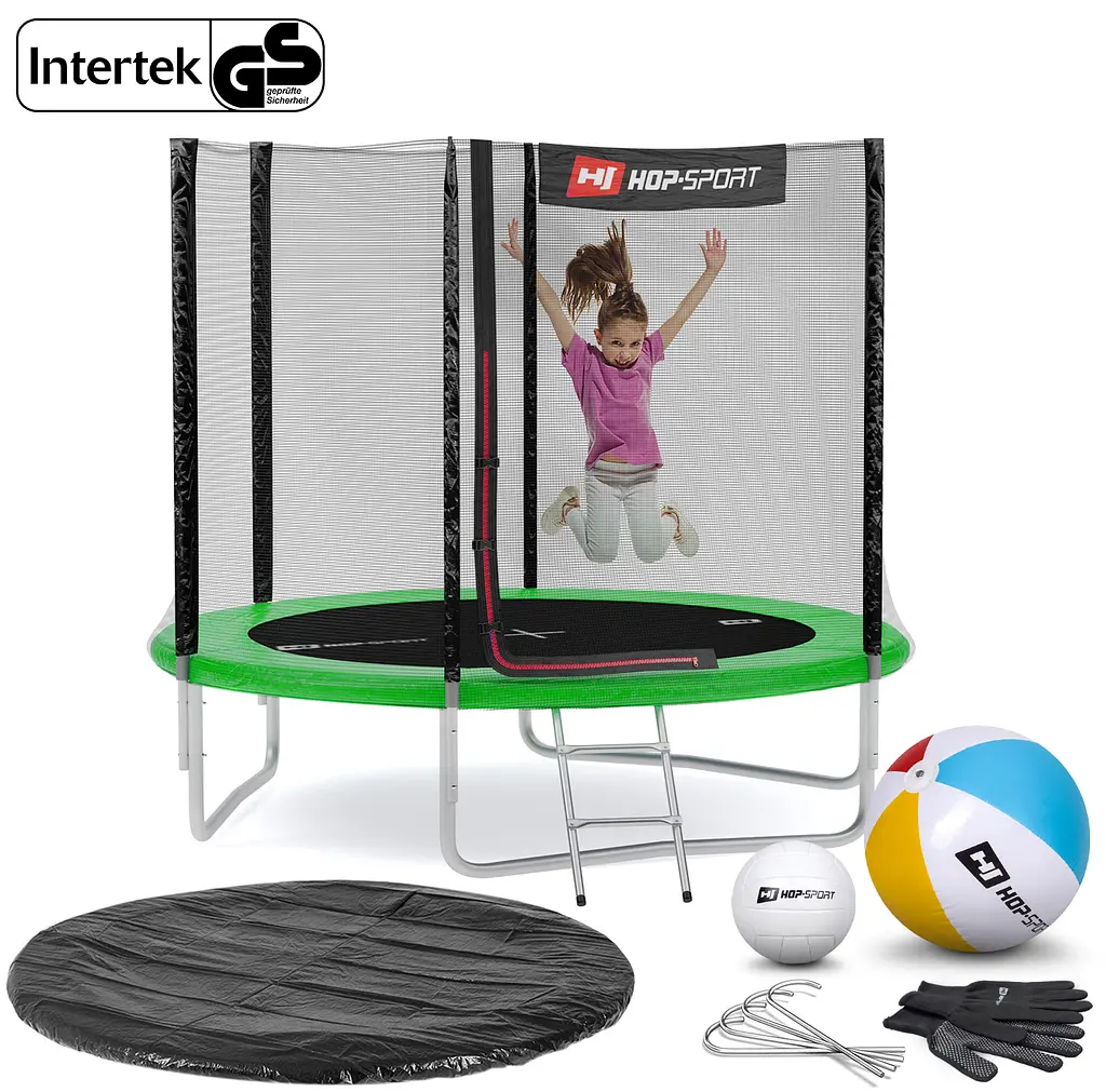 Батут Hop-Sport 8ft (244см) зелений з зовнішньою сіткою - фото 2