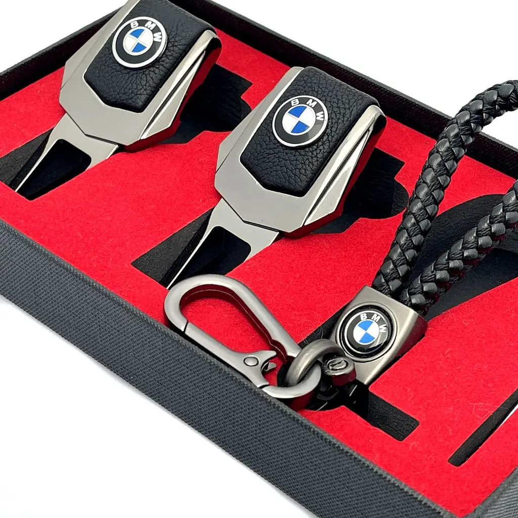 Подарунковий набір №1 для BMW із заглушками та брелоком з логотипом темний хром - фото 2