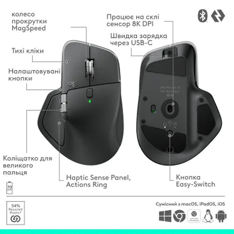 Мишка Logitech MX Master 4 for Business Wireless/Bluetooth Graphite (910-007617) - фото 6