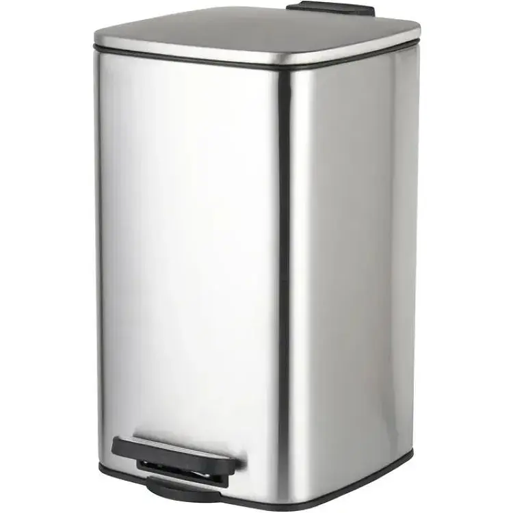 Відро для сміття з плавним закриттям квадратне Zerix Kubix-TC0108 SS Color 8л нержавіюча сталь ZX5891, Нержавіюча сталь