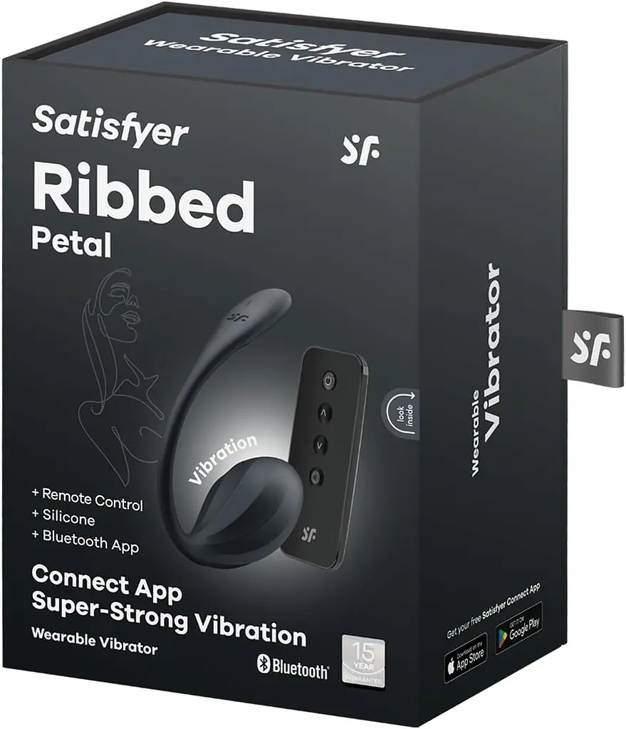 Смарт-віброяйце Satisfyer Ribbed Petal Connect App Black, керування зі смартфона, пульт ДК - фото 7