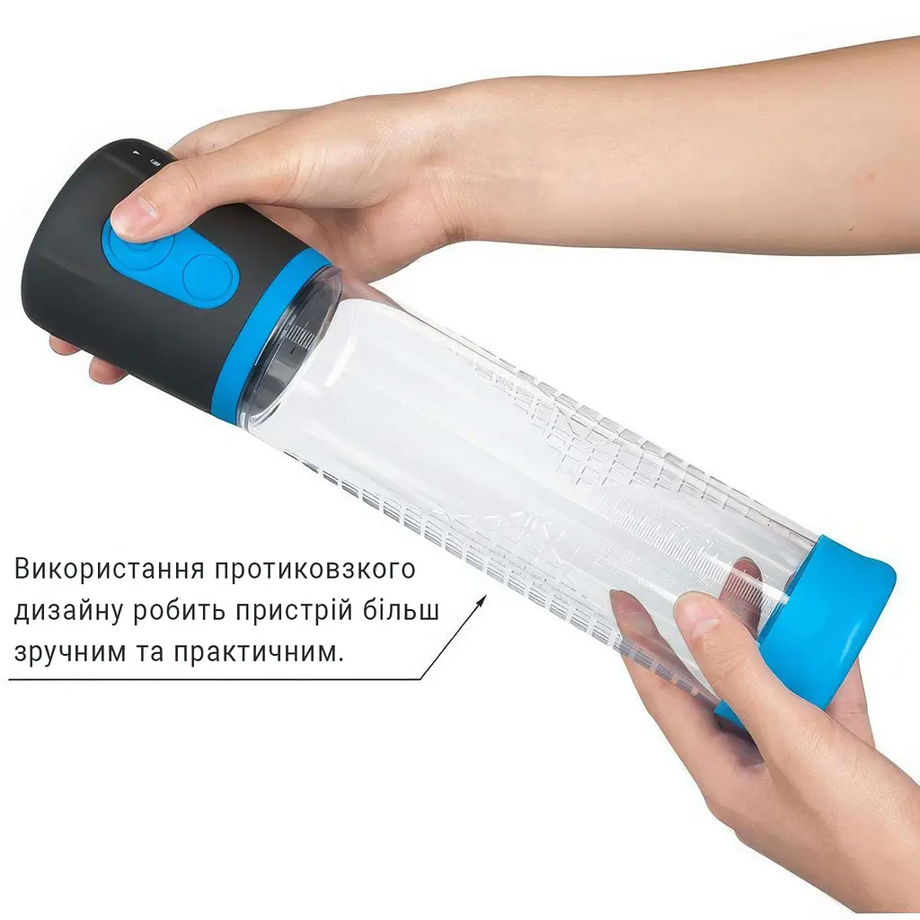 Вакуумна помпа для збільшення члена електронна BIGMAN Automatic 23 см Чорно-синя - фото 4