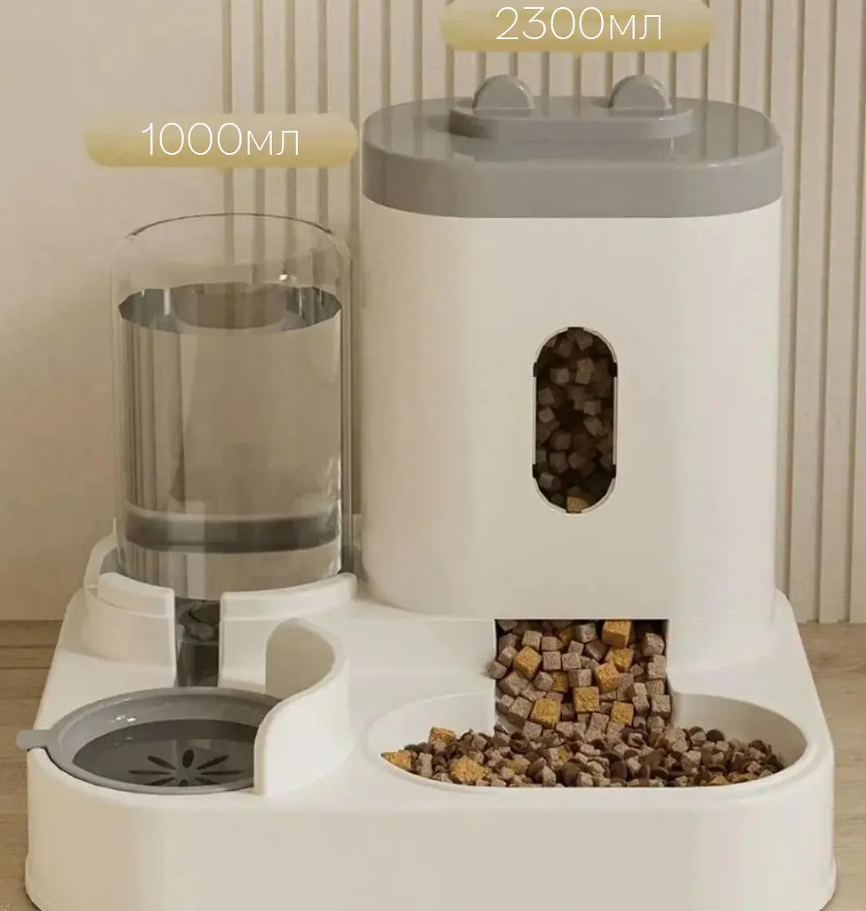 Автоматична годівниця для котів Pet Feeder 053 з поїлкою, Сірий - фото 5