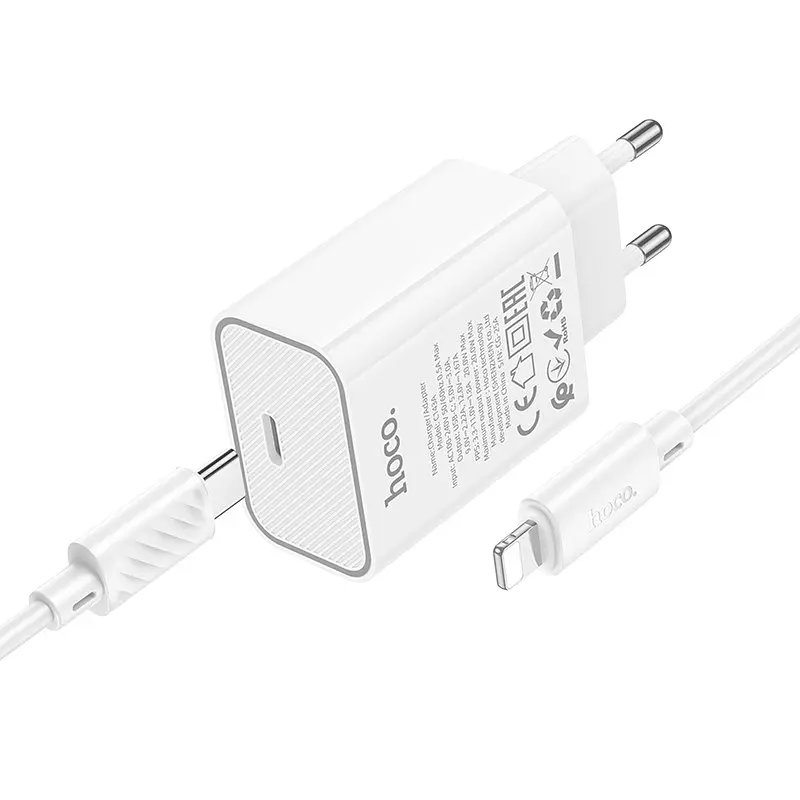 МЗП Hoco C143A Benefit PD20W (1USB-C) + кабель Type-C to Lightning White - фото 2