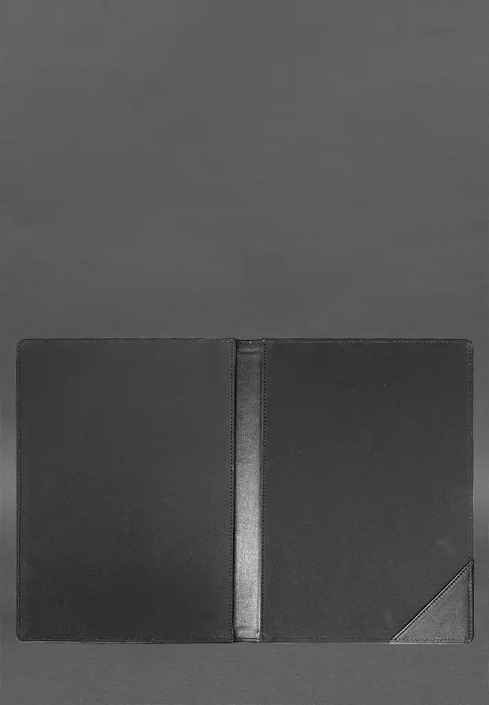 Кожаная папка для документов на подпись черная - фото 3