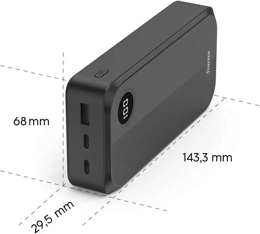 Power Bank Hama 20000mAh 15W 2USB-C/USB-A LED Black (00201755) UA - фото 5