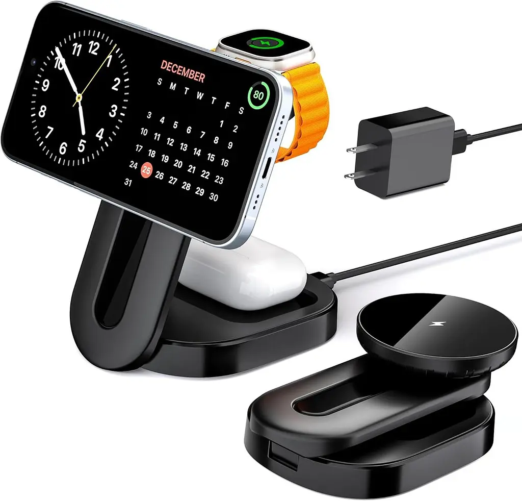 Магнітна зарядна станція KPON 3-в-1 для iPhone, Apple Watch і AirPods