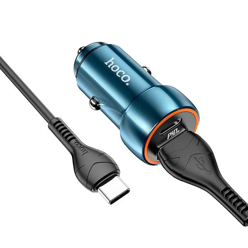 Адаптер автомобільний HOCO Type-C Cable Blue whale car charger set Z46A набір коричневий - фото 7