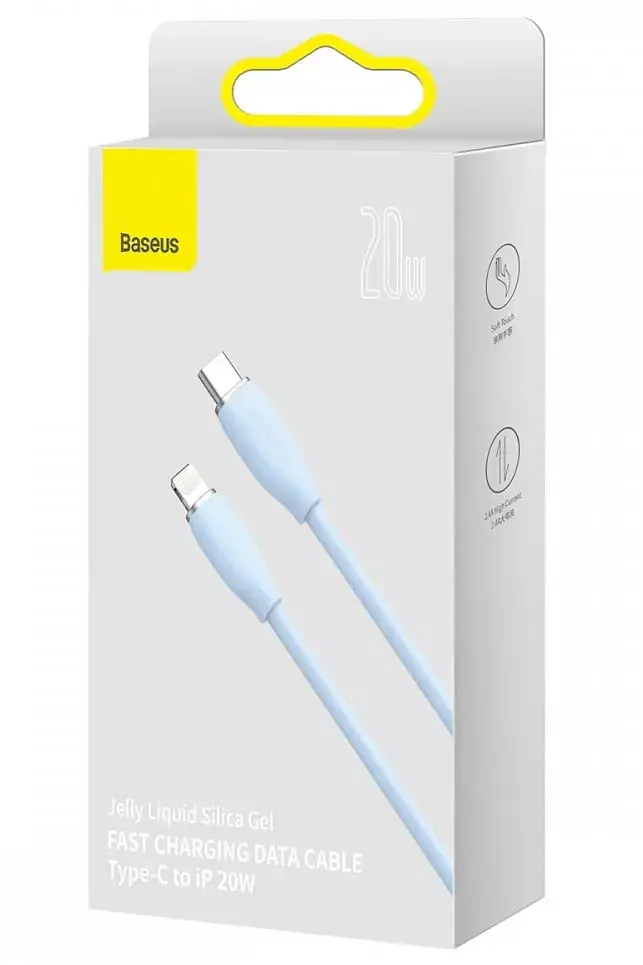 Кабель Baseus Jelly Liquid Silica Gel Fast Charging Cable Type-C to Lightning 20W 2m CAGD020103 Blue - фото 4