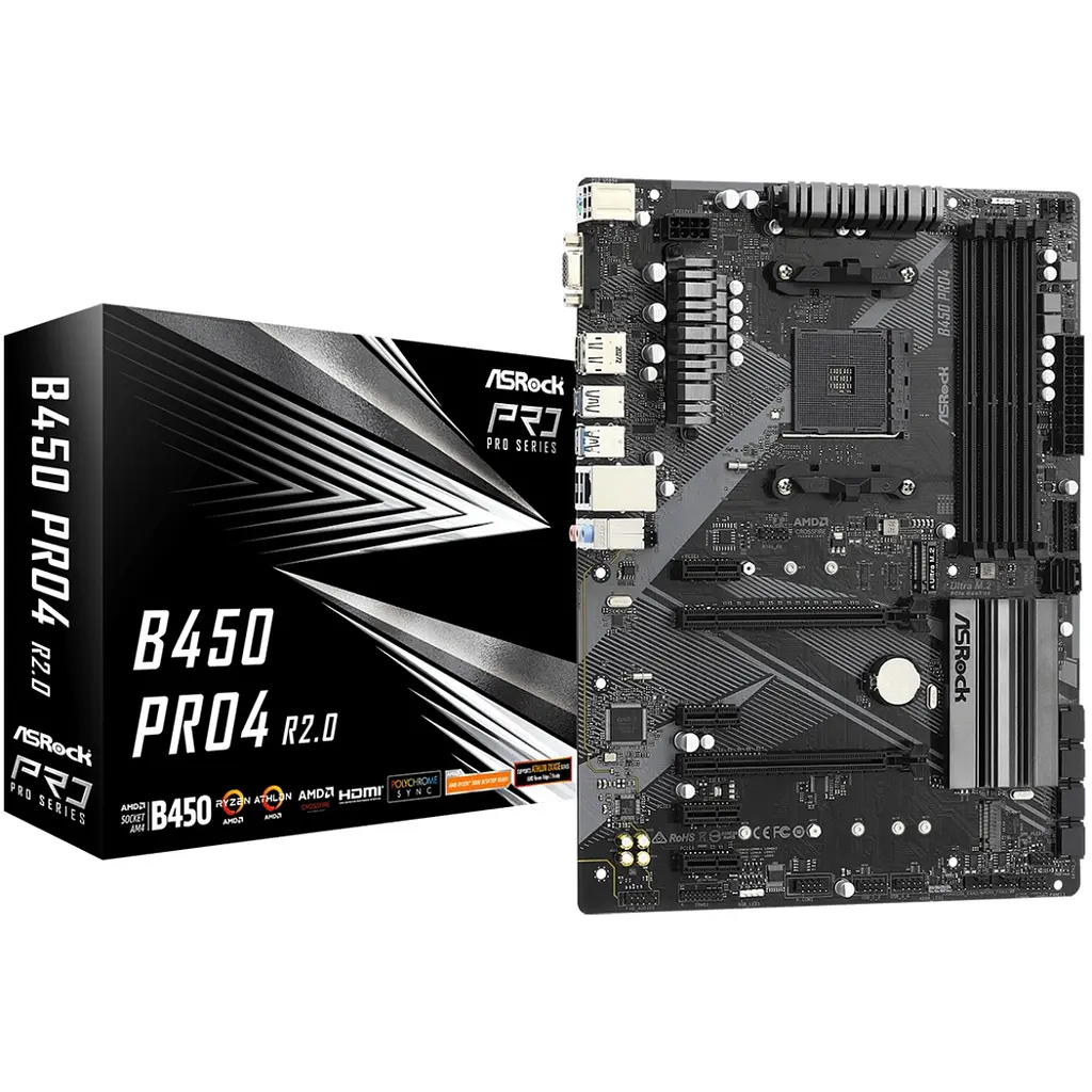 ASRock B450 PRO4 R2.0 (AM4/B450, 4*DDR4, PCIex16, DP, HDMI, VGA, 6xSATAІІІ, M.2,GLan, 8ch, ATX) - фото 5