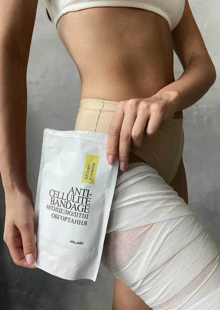 Набір Антицелюлітні обгортання + рідина з олією ксименії Anti-cellulite African Ximenia (6 процедур) Hillary - фото 5