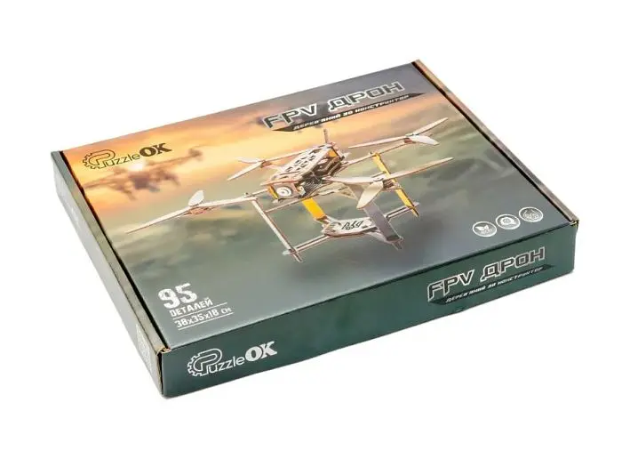 Дерев'яний 3D конструктор FPV Дрон, Puzzleоk (Puz-00923), 95 дет. - фото 7