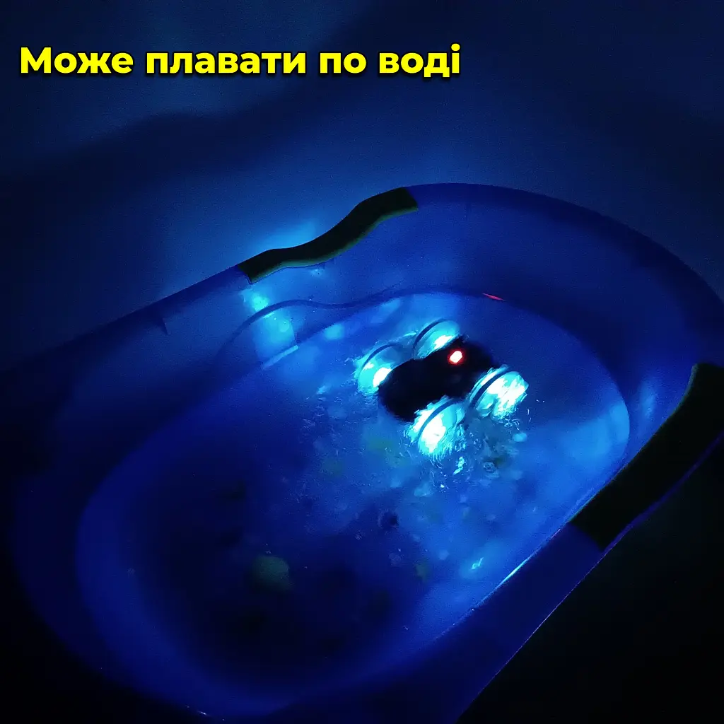 Машинка перевертень на радіокеруванні Amphibious Stunt Car. Плаває у воді. Світиться. Прозорі колеса - фото 2