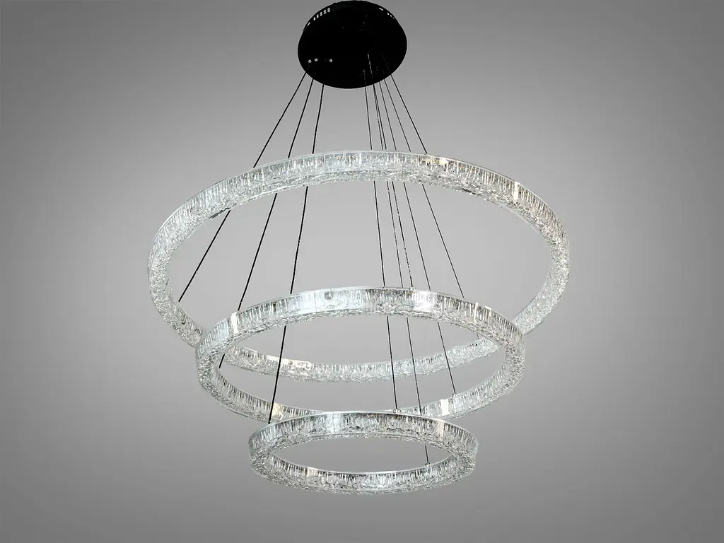 Підвісна LED люстра до 30 м2 Diasha 1712/800+600+400ABK, три кільця, чорна, 125 W - фото 4