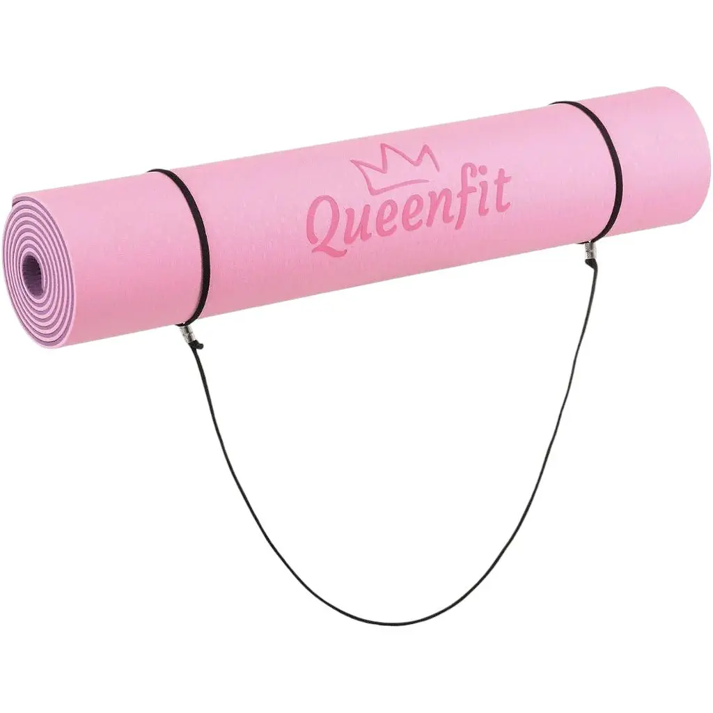Коврик для фитнеса и йоги Queenfit Premium TPE 0.6 см розово-фиолетовый - фото 8