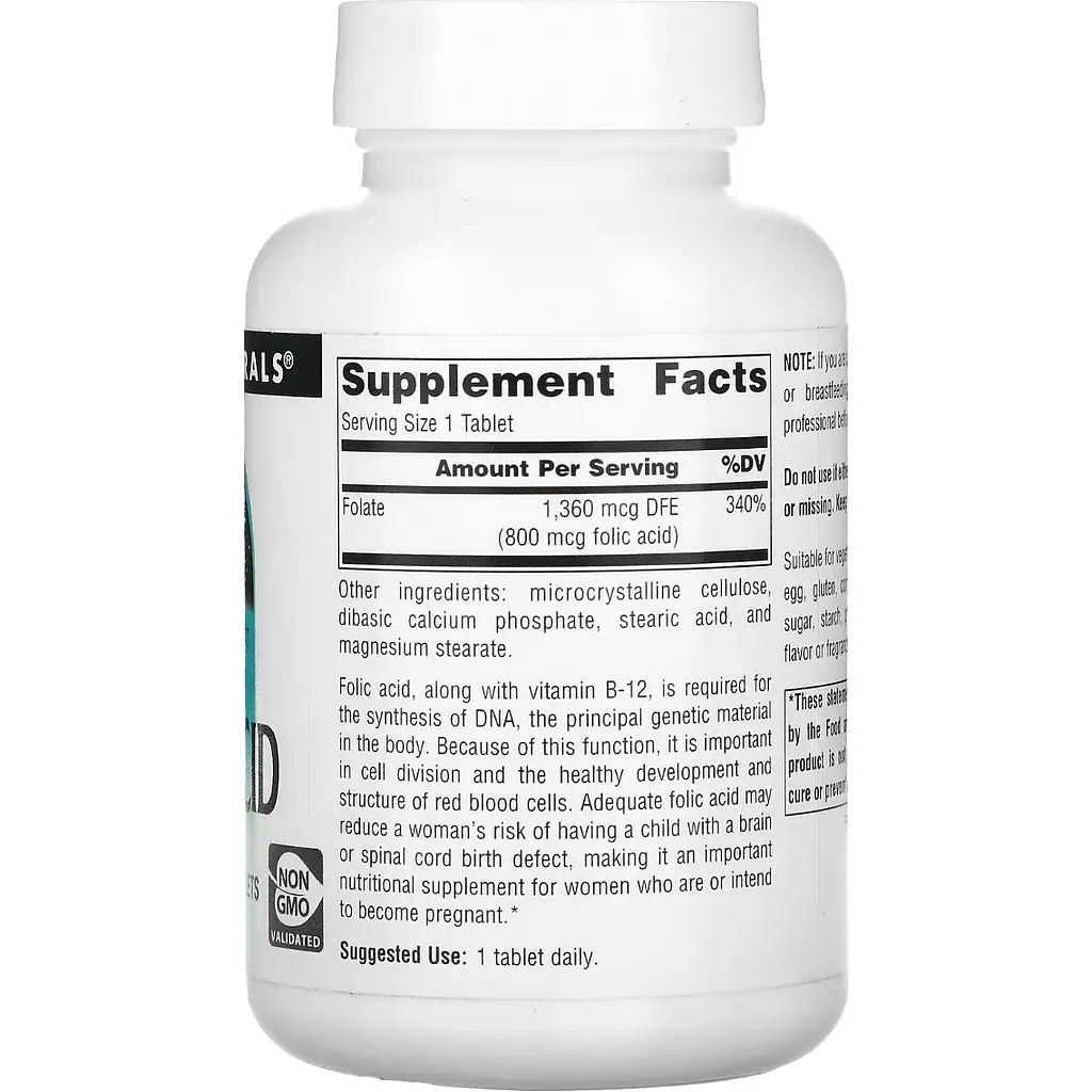 Фолієва кислота Source Naturals Folic Aci 800 мкг 200 таблеток - фото 2