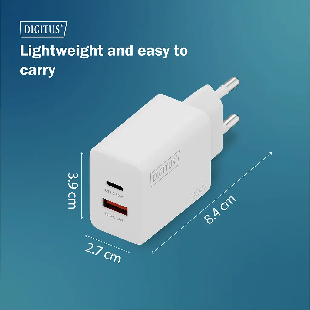 Digitus Зарядний пристрій GaN 1хUSB-C, 1хUSB-A, 30W - фото 9