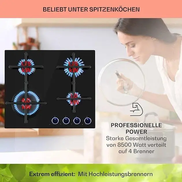 Варильна поверхня газова Klarstein Illuminosa 4 (10035464) - фото 3