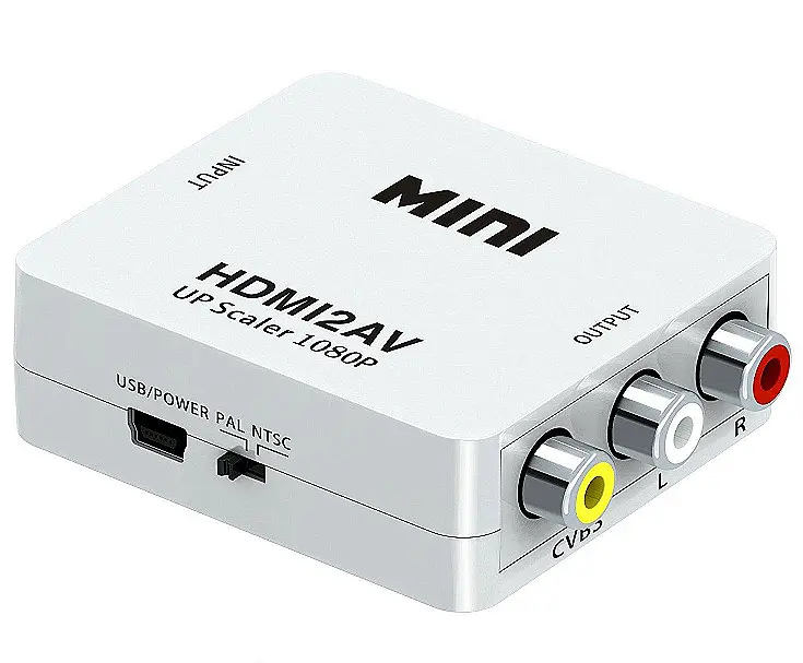 Конвертер адаптер з HDMI на AV тюльпани RCA перехідник перетворювач 1080P відео та аудіо UKC білий
