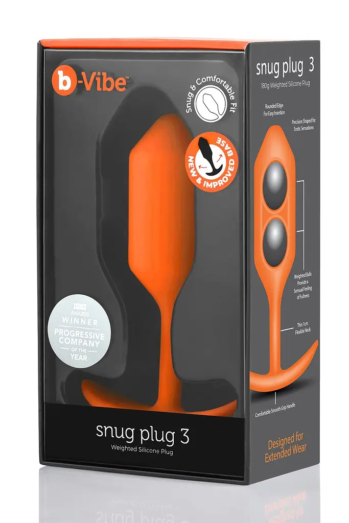 Анальна пробка B-Vibe Snug Plug 3, 12.7 см (помаранчевий) - фото 5