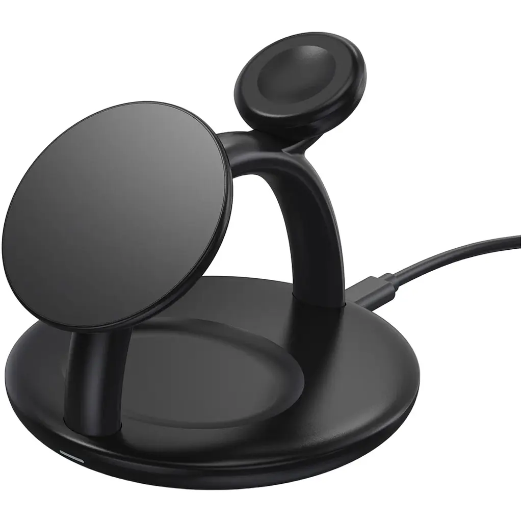 Беспроводное зарядное устройство Choetech T587-F Magnetic 3 в 1 Wireless Charging Stand Black [101519] - фото 2