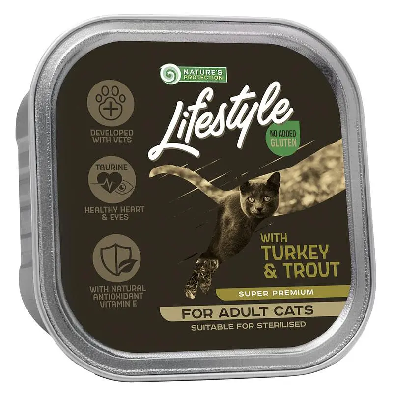 Вологий корм для стерилізованих котів з індичкою та фореллю Nature's Protection Lifestyle with Turkey, 85г