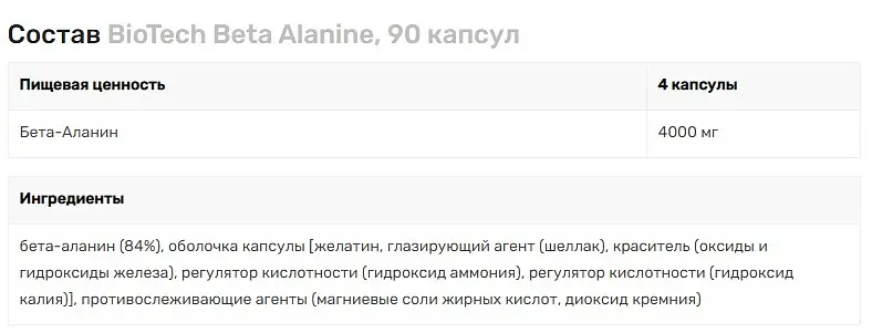 Амінокислота BioTech Beta Alanine, 90 капсул - фото 2