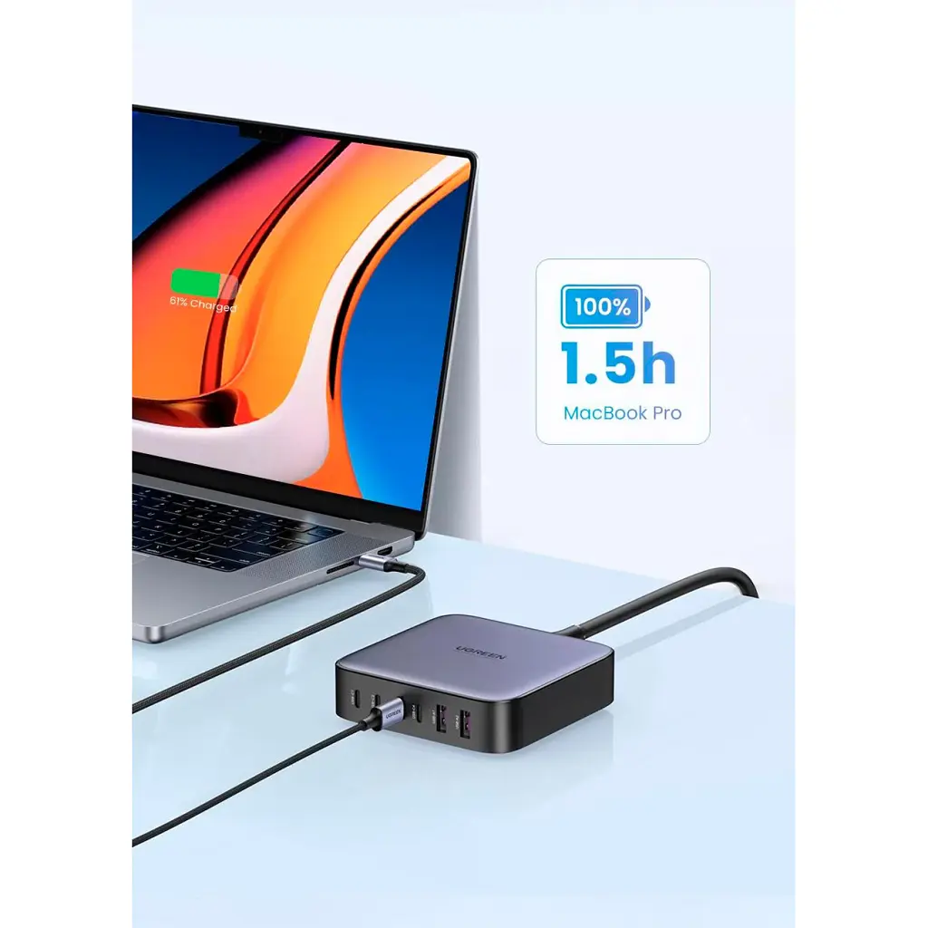 Зарядний пристрій Ugreen 6xUSB 200 Вт (4xUSB-C + 2xUSB-A) GaN CD271 (40914) - фото 6